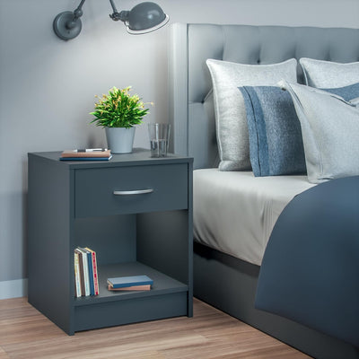 Casaria® Nachttisch Anthrazit 50x40x35cm mit Schublade Holz Modern 50cm Komforthöhe Boxspringbett Sc