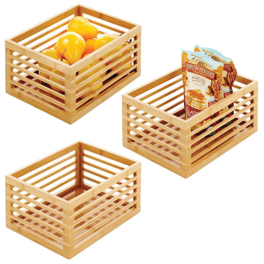 mDesign Küchen Organizer aus Bambus – umweltfreundliche Aufbewahrungsbox für den Küchenschrank, das