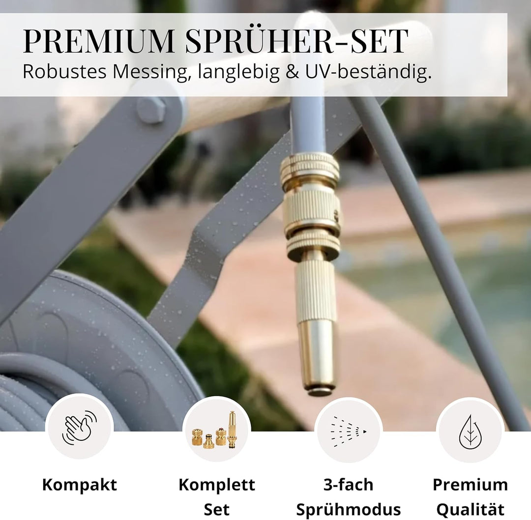 Livlig53 Gartenspritze Messing Zubehör Set 1/2" Zoll 13mm Schlauch, mit Wasserstop und Hahnanschluss
