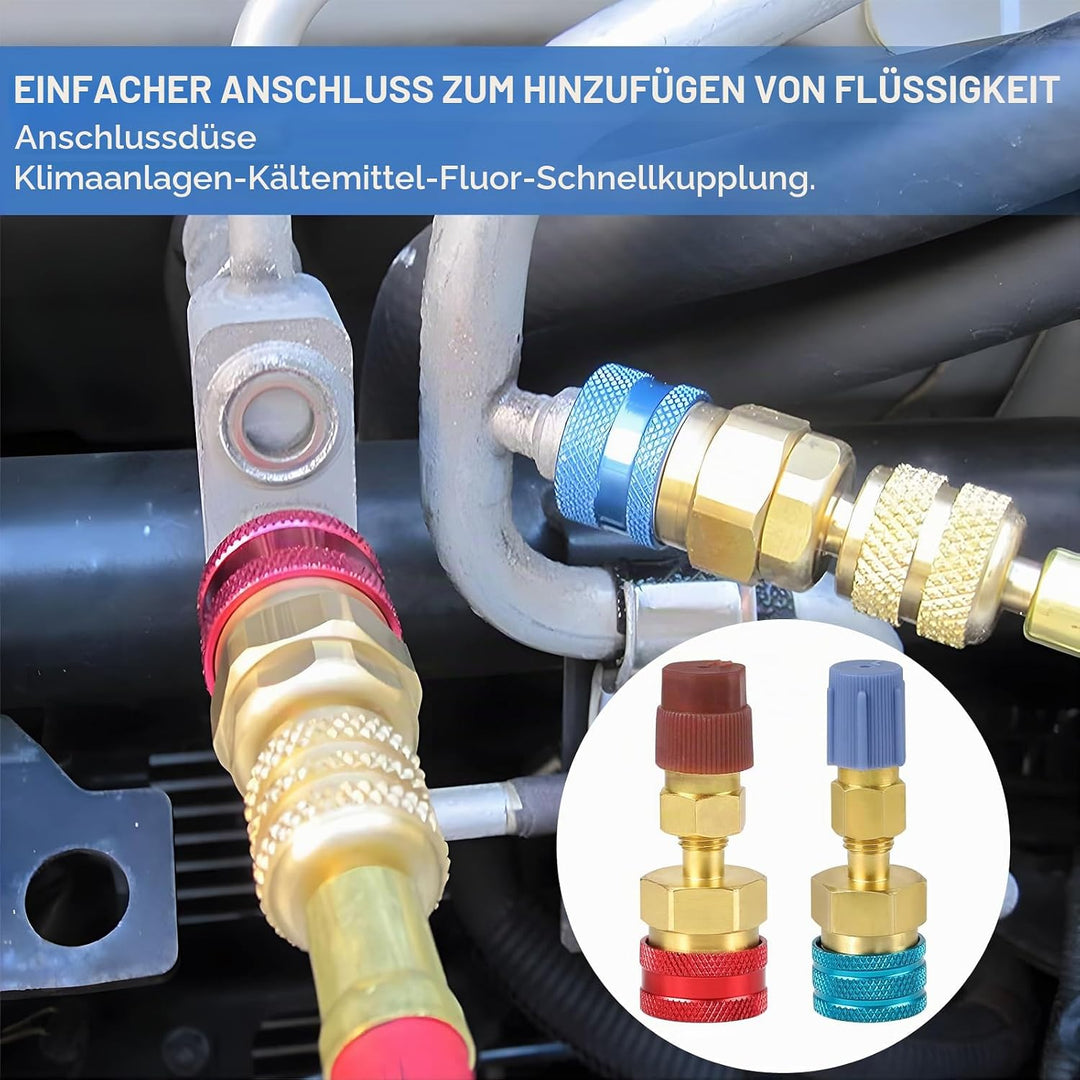 DBREAKS R1234yf-auf-R134a-Adapter, Messing Schnellkupplungssatz, High/Low Side Schnellkupplung Adapt