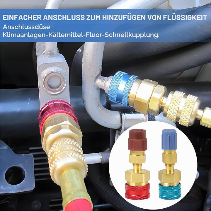 DBREAKS R1234yf-auf-R134a-Adapter, Messing Schnellkupplungssatz, High/Low Side Schnellkupplung Adapt