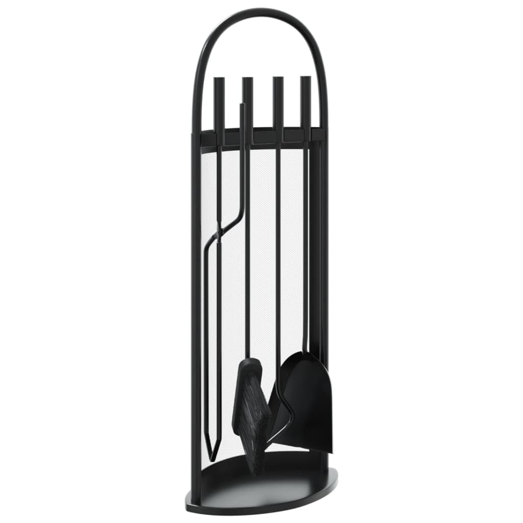 vidaXL Kaminwerkzeug Set 5-tlg., Kaminbesteck mit Gestell Knethaken Zange Besen Schaufel, Kamingarni