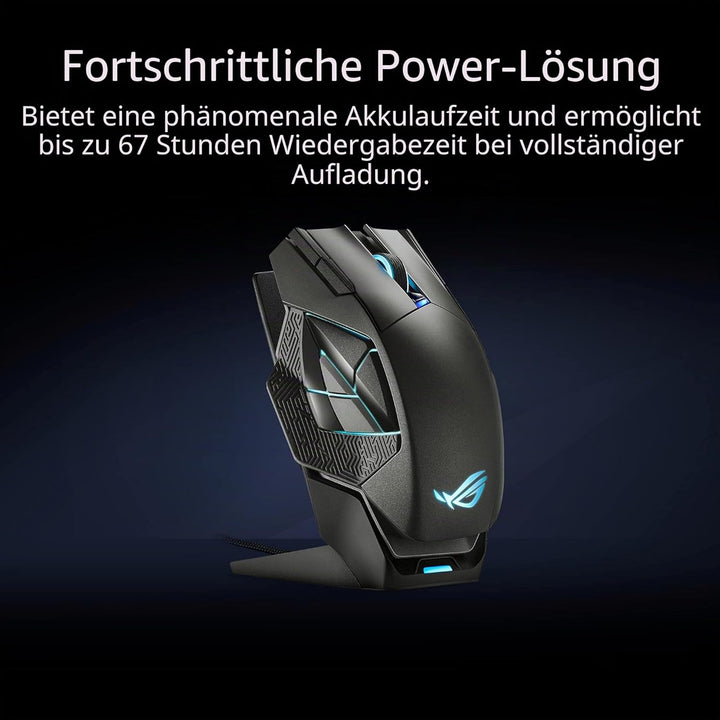 ASUS ROG Spatha X Gaming Maus (kabellos, kabelgebunden, magnetische Ladestation, 12 programmierbare