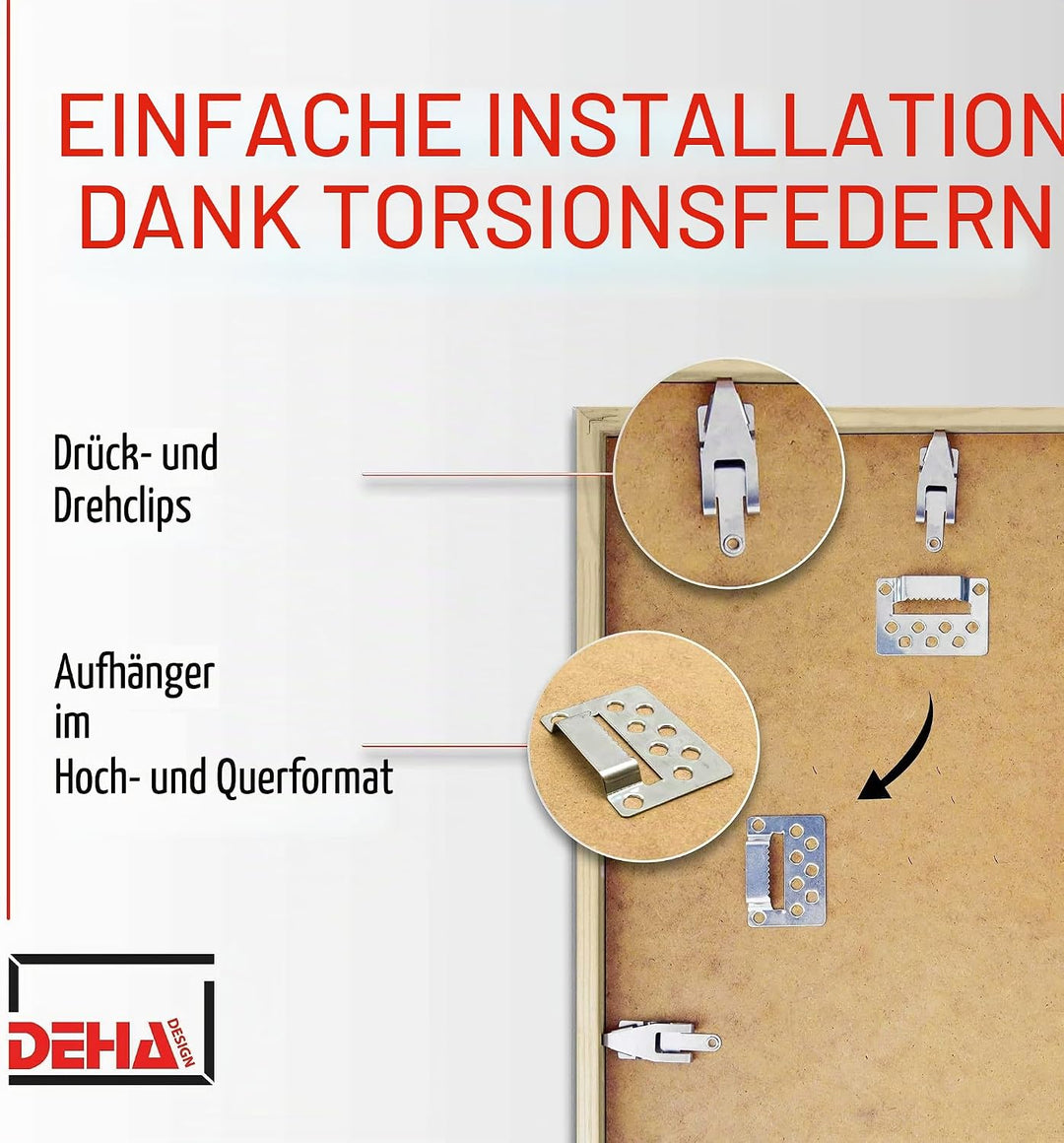 DEHA Design Bilderrahmen Fontana, A2 42x59,4 cm, Holz Schwarz, bruchsicheres Acrylglas, für Poster u