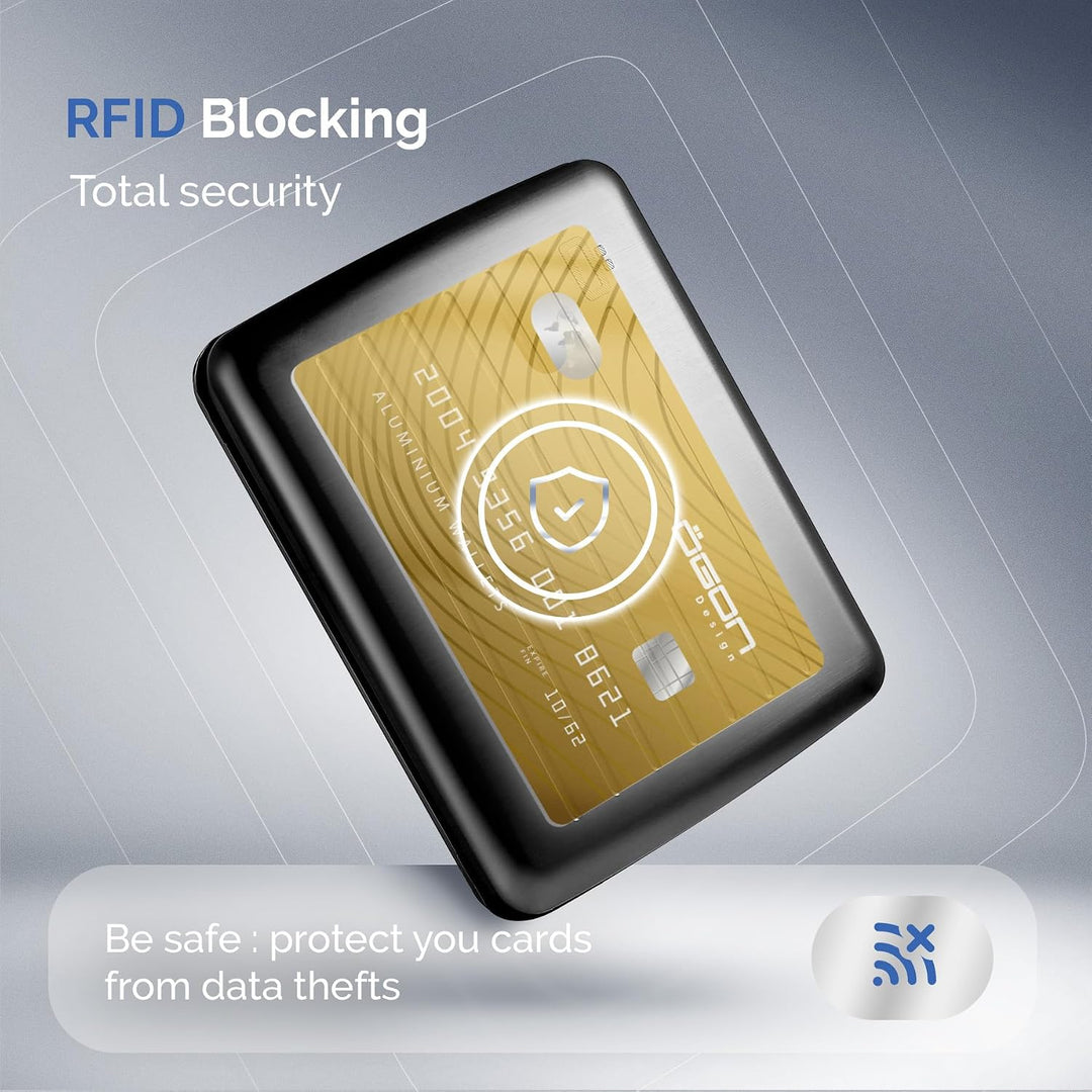 OGON Aluminium Geldbörse Smart Case V2 Large - Fach für Münzen und Banknoten - RFID Schutz Kartenhal