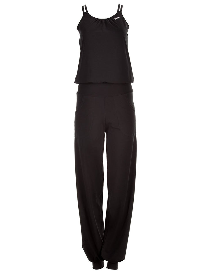 Winshape Damen Jumpsuit WJS1, Fitness Freizeit Sport Yoga Pilates S-LONG Schwarz, S-LONG Schwarz