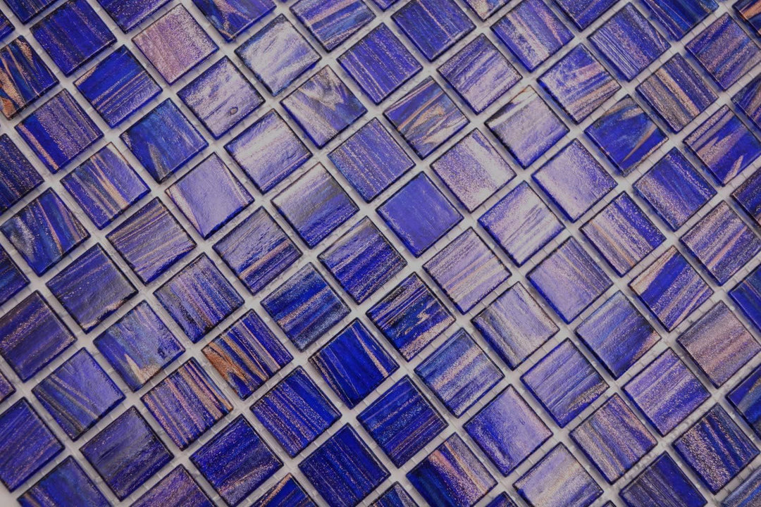 Mosaikfliese Glasmosaik Dunkelblau Ultramarinblau Kupfer changierend Küchenrückwand Duschwand | 10 M