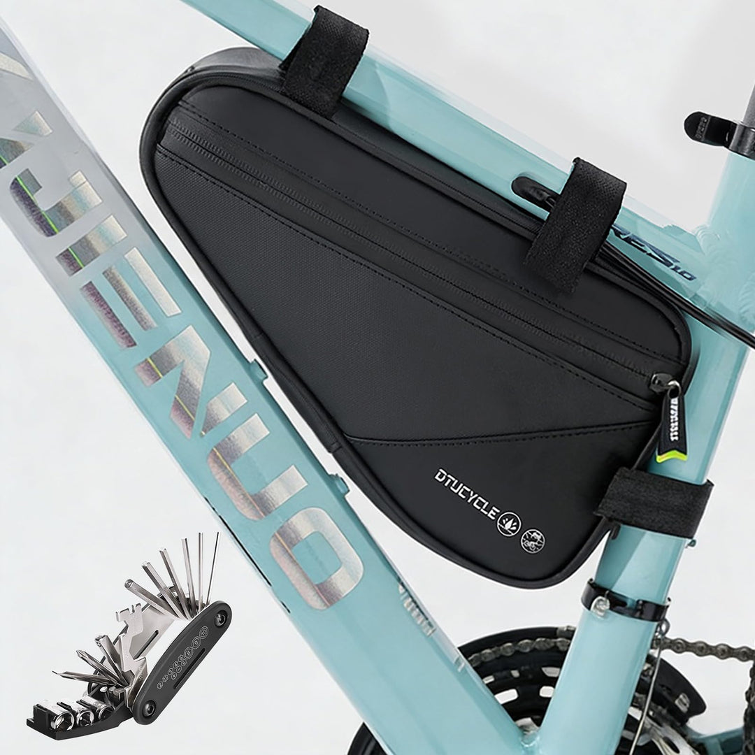 Fahrradtasche Rahmen, 2 L Dreieckstasche Rahmentasche Fahrrad Werkzeugtasche Wasserdicht mit 16-in-1