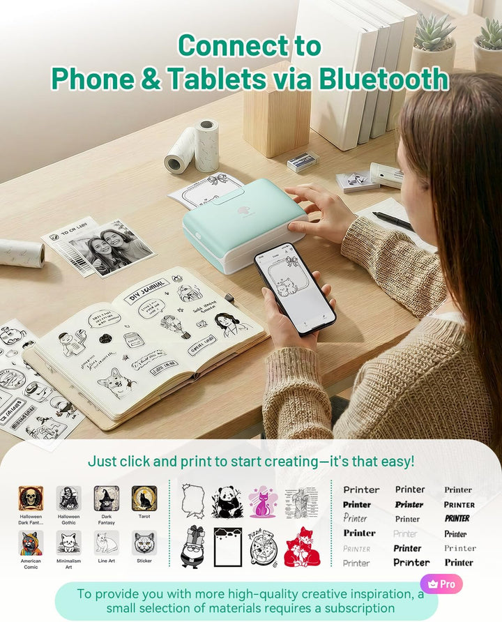 Phomemo M04S 300 DPI Mini Handy Sticker Thermodrucker – Tragbarer Bluetooth Drucker, 53/80/110 mm Dr