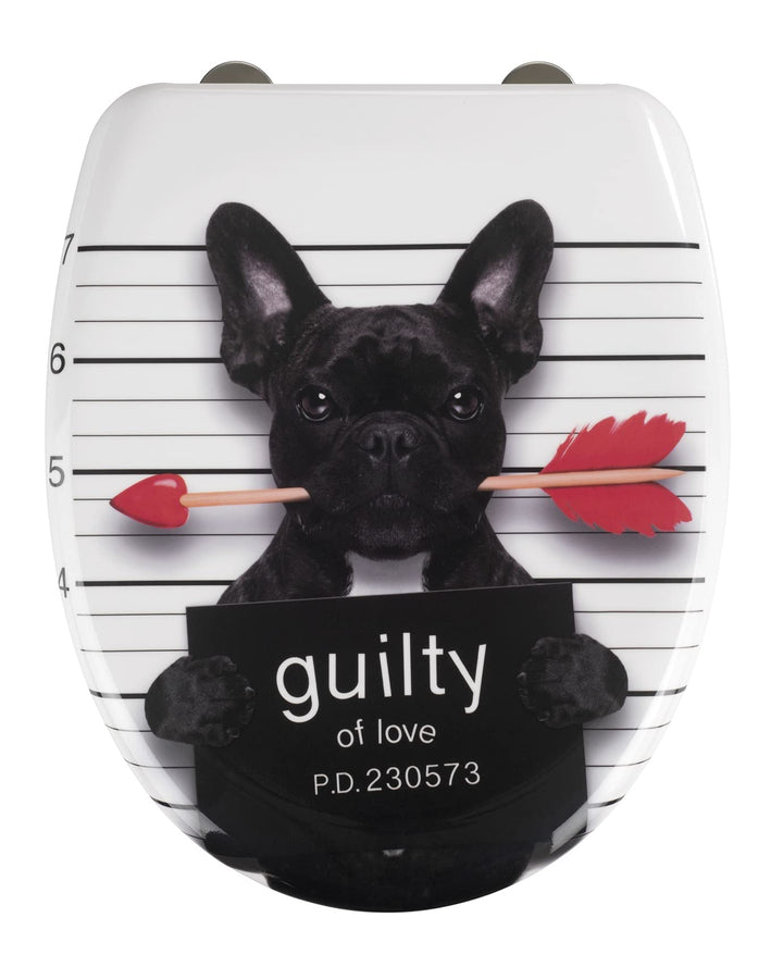 WENKO WC-Sitz Guilty Dog, Toilettensitz mit Absenkautomatik, Fix-Clip Hygiene-Befestigung, WC-Deckel