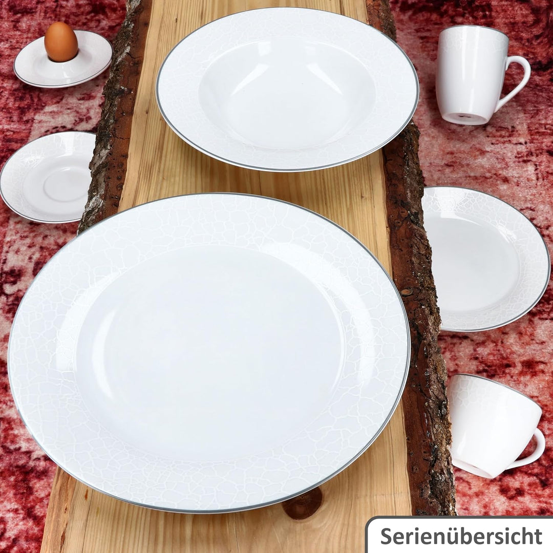 MamboCat 6er Set Venedig Kuchenteller I Ø 20,5 cm I weisses Elegantes Porzellan Geschirr I 6 Persone