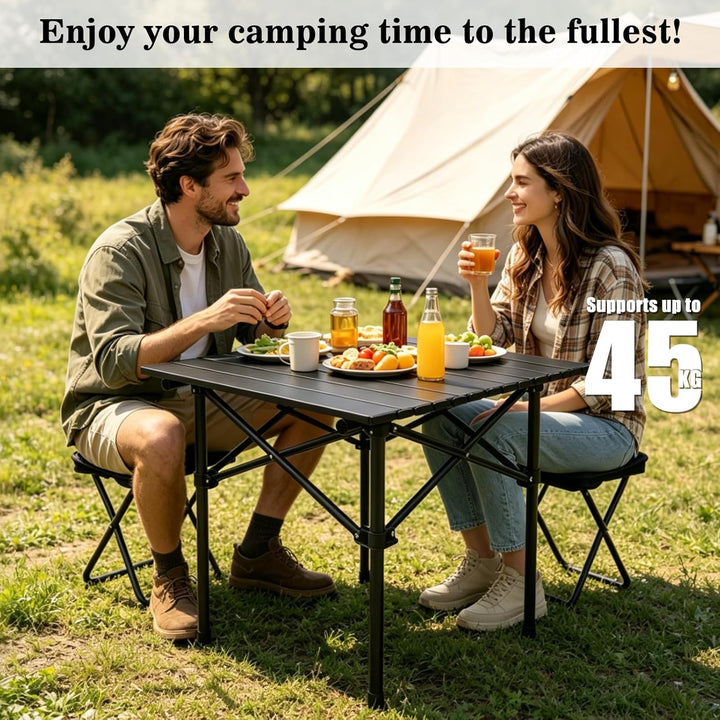 Campingtisch Klapptisch, Campingtisch Faltbar mit 2 Klappstühle | Campingtisch Klappbar mit Tragetas