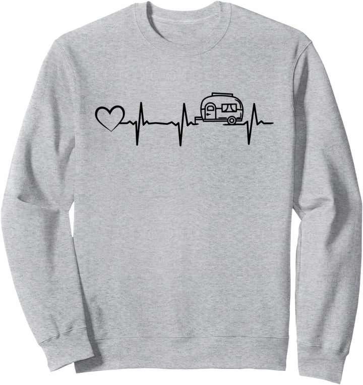 Camping Herzschlag Herz Wohnwagen Heartbeat Camper Wohnmobil Sweatshirt