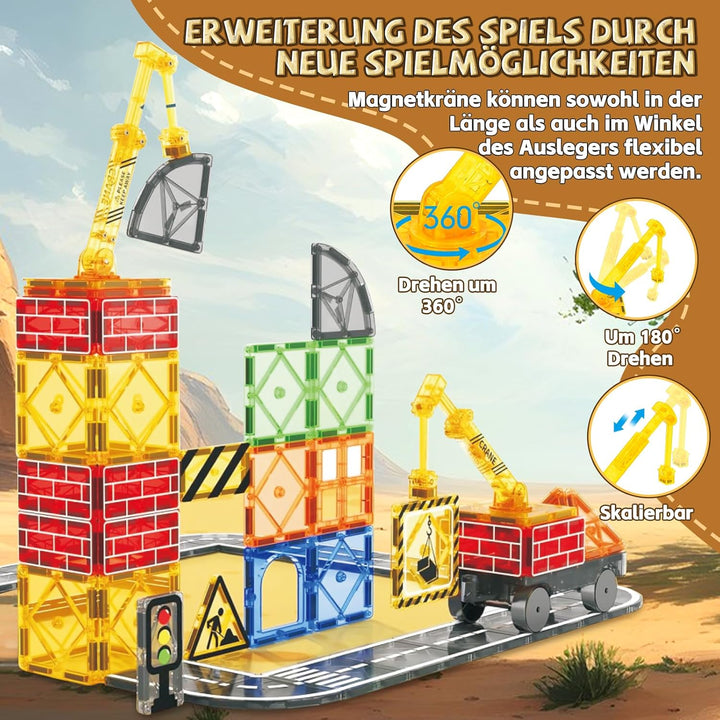 BuzzoXerex Magnetische Bausteine Stadtstrassen Set, 70 Magnetische Fliesen Strassenset, Magnetbauste