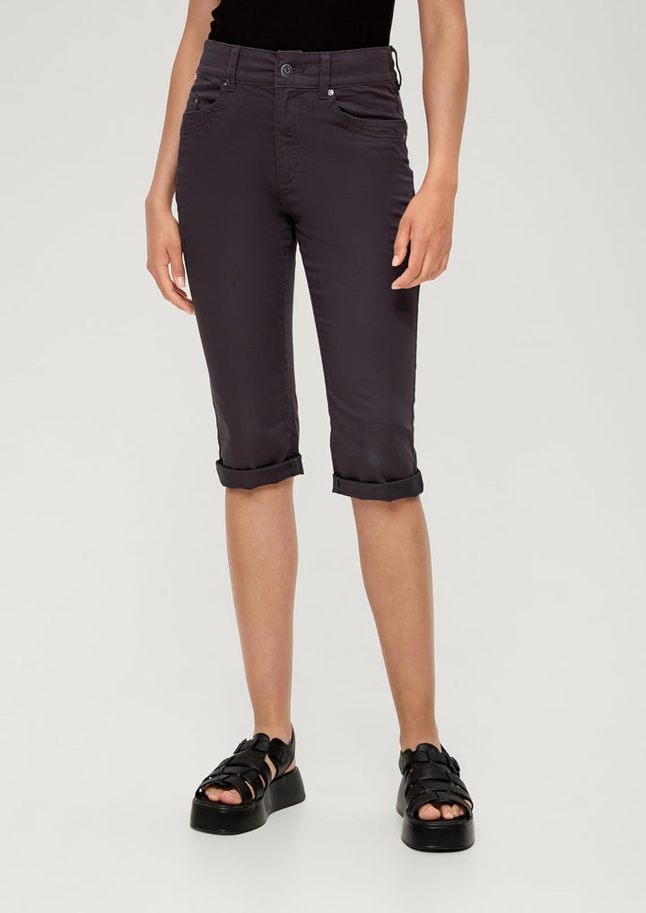QS Slim: Capri aus Baumwollsatin 38 Grau, 38 Grau