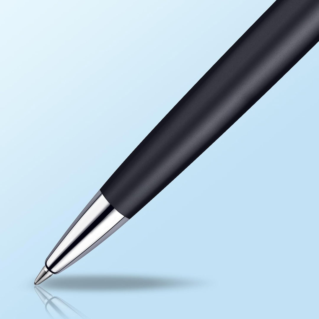Waterman Hémisphère Kugelschreiber | Mattschwarz mit Chromzierteile | Mittlere Spitze | Blaue Tinte