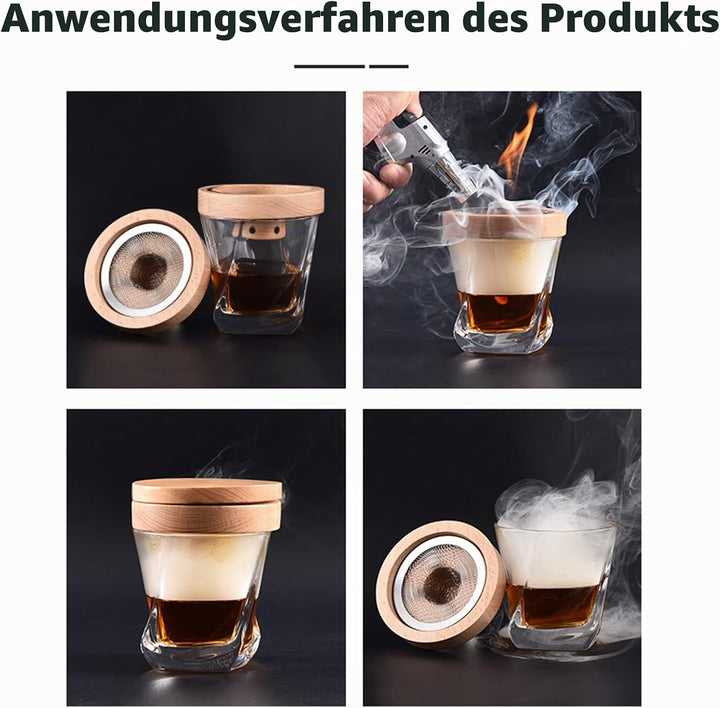 Cocktail Smoker Kit, MKNZOME Whiskey Smoker Kit mit 4 Geräuchertem Cocktail Raucher Kit Sägemehl Vat