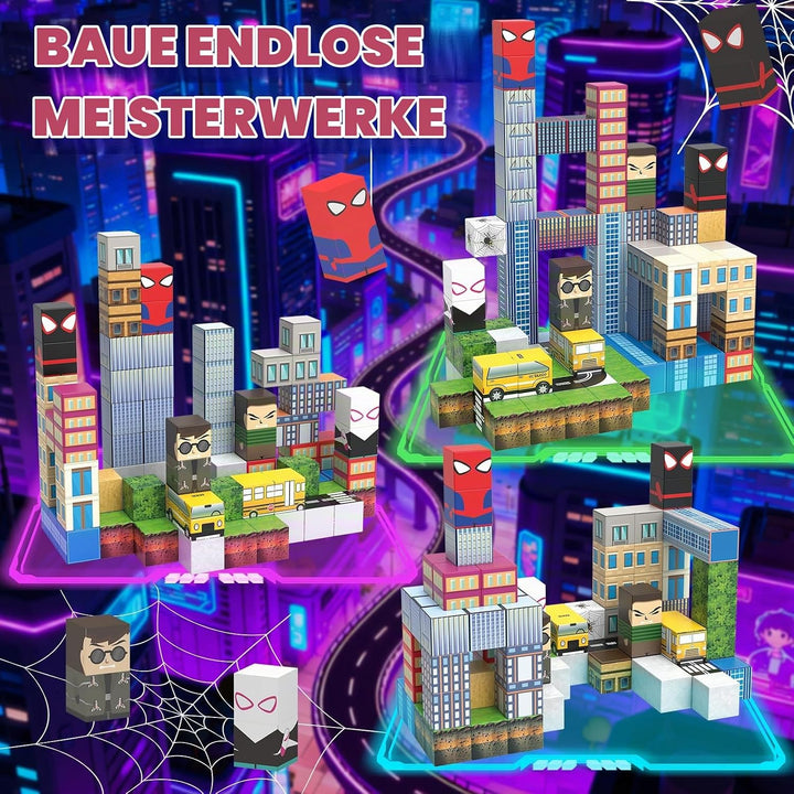 Magnetische Bausteine, 100 Stück 2CM Spider Magnetbausteine Bauwelt Spielzeug für Kinder ab 3 Jahre,