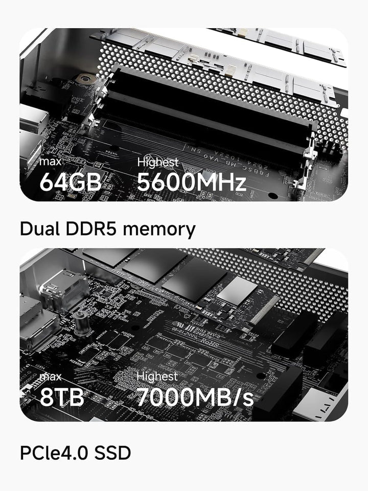 MINIS FORUM AI X1-255 Mini-PC, AMD Ryzen 7 255 (8C/16T, bis zu 4,9 GHz), 16 GB DDR5 RAM, 512 GB M.2