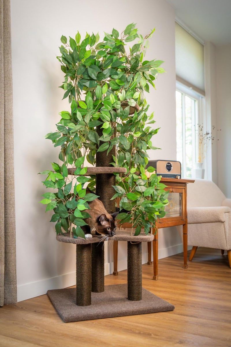 Katzenkratzbaum 160cm – Stabiler Kratzbaum mit austauschbaren Blättern – Für grosse Katzen – Modern