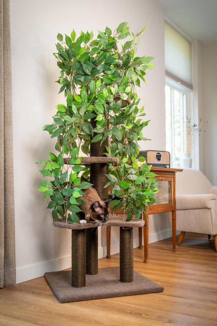 Katzenkratzbaum 160cm – Stabiler Kratzbaum mit austauschbaren Blättern – Für grosse Katzen – Modern