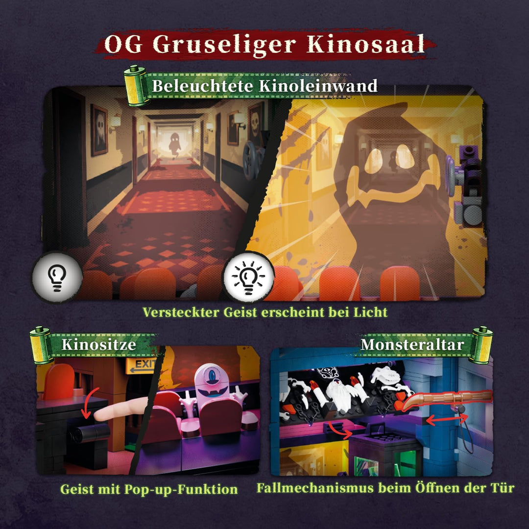 PANTASY Geisterkino Klemmbaustein-Set mit LED-Beleuchtung für Erwachsene