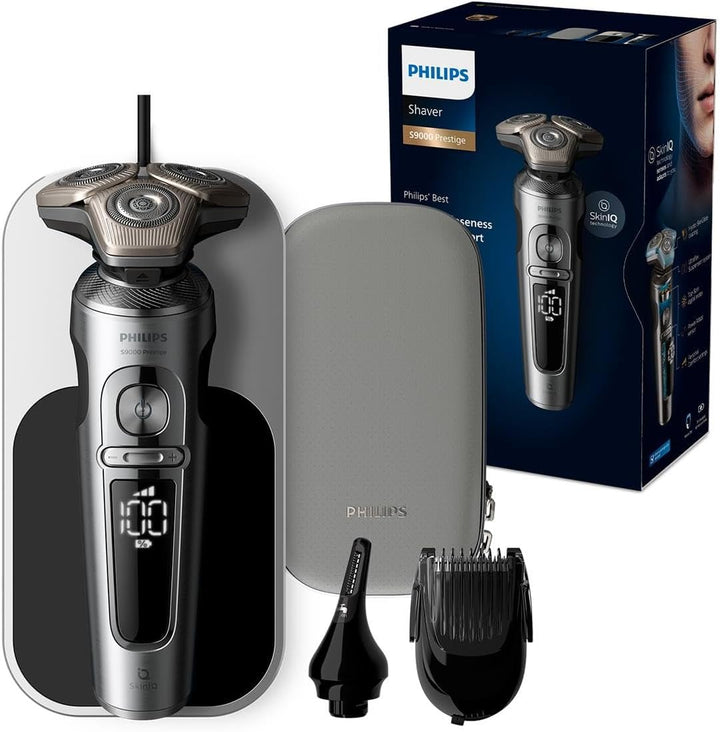 Philips Rasierer S9000 Prestige - Elektrischer Nass- und Trockenrasierer, glänzendes Chrom, Lift & C