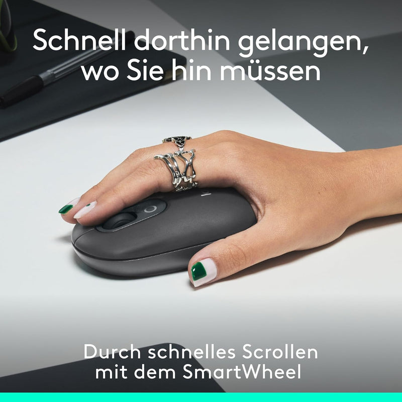 Logitech POP Mouse, kompakte und mobile kabellose Bluetooth-Maus mit programmierbaren Tasten und lei