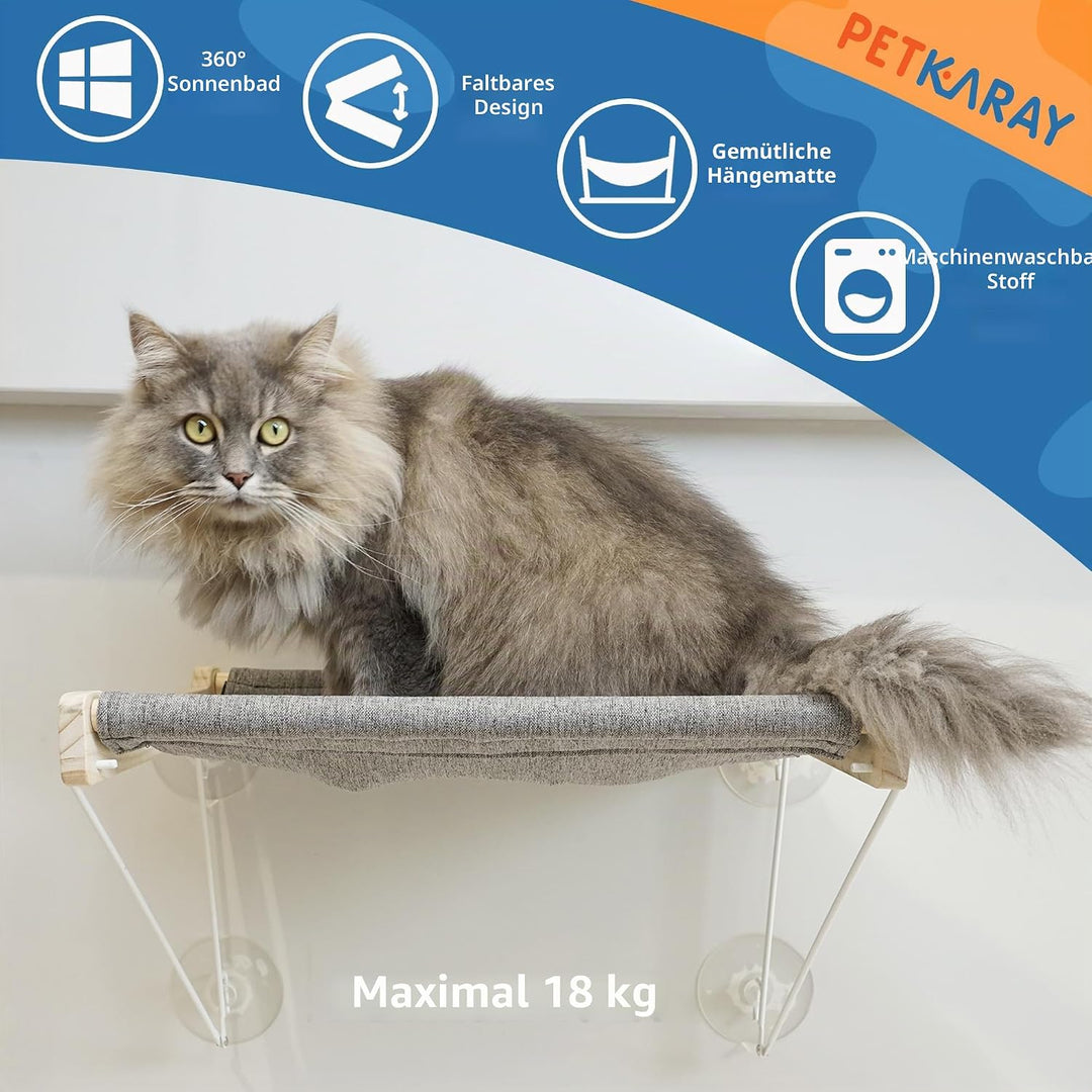 PETKARAY Katzenfensterstange, Faltbare Katzenhängematte für Fenster, stabile Fensterregale für Indoo