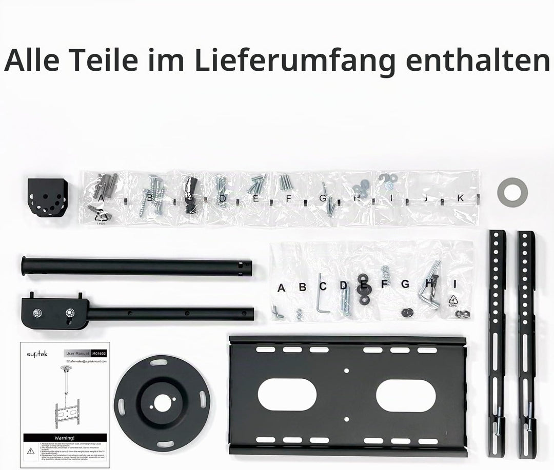 Suptek TV Deckenhalterung Für 26-65 Zoll LCD LED Plasma Flachbildschirme höhenverstellbar mit Neigun