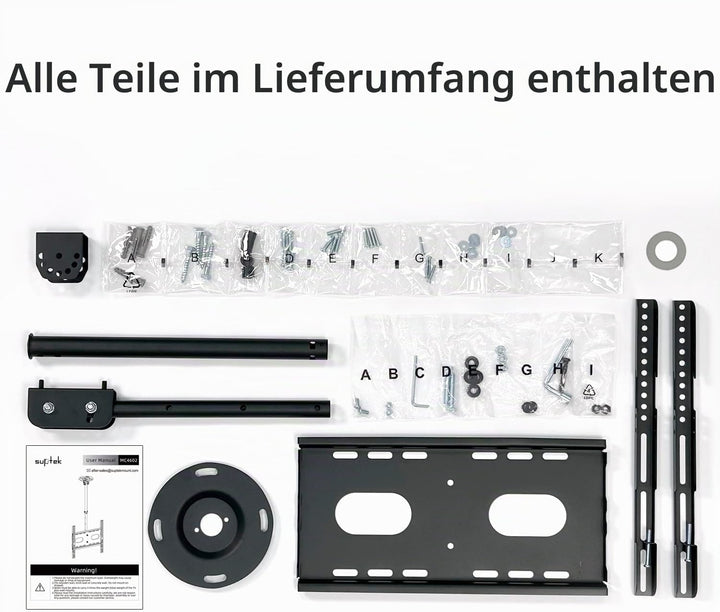 Suptek TV Deckenhalterung Für 26-65 Zoll LCD LED Plasma Flachbildschirme höhenverstellbar mit Neigun