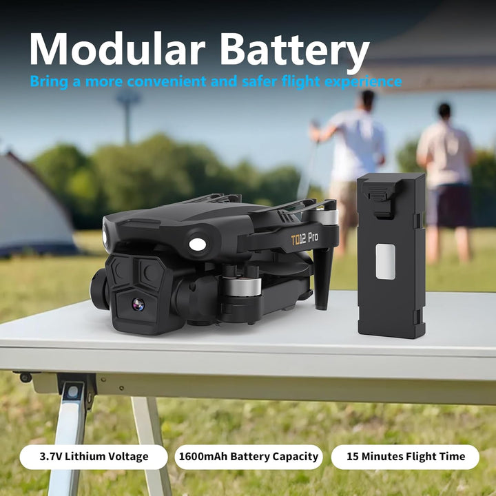 TD12PRO Mini-Drohne mit Kamera für Anfänger, Faltbare Drohnen für Erwachsene, Bürstenloser Motor, 3