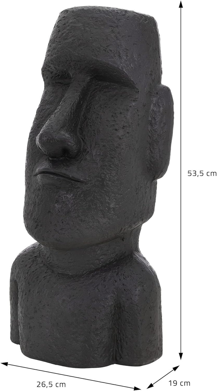 ECD Germany Moai Figur Rapa Nui Kopf 53,5 cm hoch aus wetterfestem Steinguss Kunstharz, Anthrazit, O