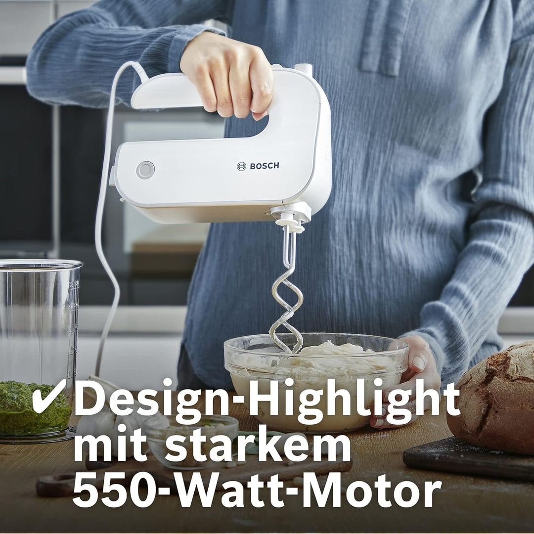 Bosch Handrührer Styline MFQ4075DE, 2 Rührbesen, 2 Edelstahl-Knethaken, spülmaschinengeeignet, Pürie