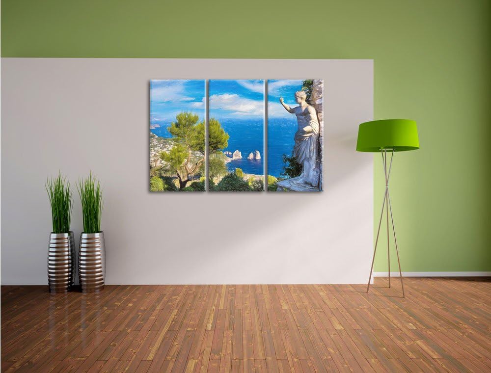 Pixxprint Insel Capri in Italien als Leinwandbild/Grösse: 3 Teilig (120x80 cm) cm/Wandbild/Kunstdruc
