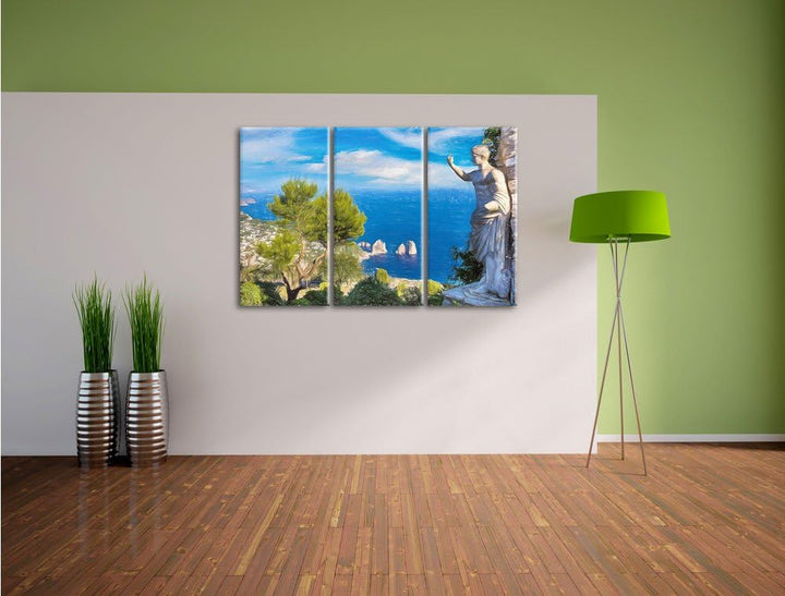 Pixxprint Insel Capri in Italien als Leinwandbild/Grösse: 3 Teilig (120x80 cm) cm/Wandbild/Kunstdruc