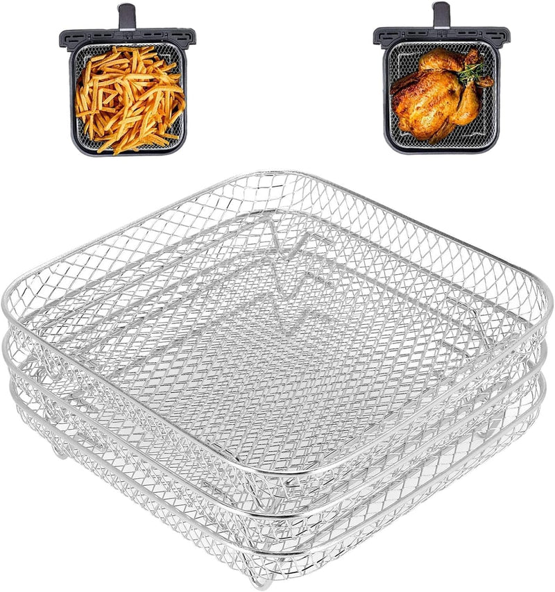 Pyatofyy Airfryer Rack, Square Dreischichtiges Luftfritteusen-dörrgestell, Heissluftfritteuse Airfry