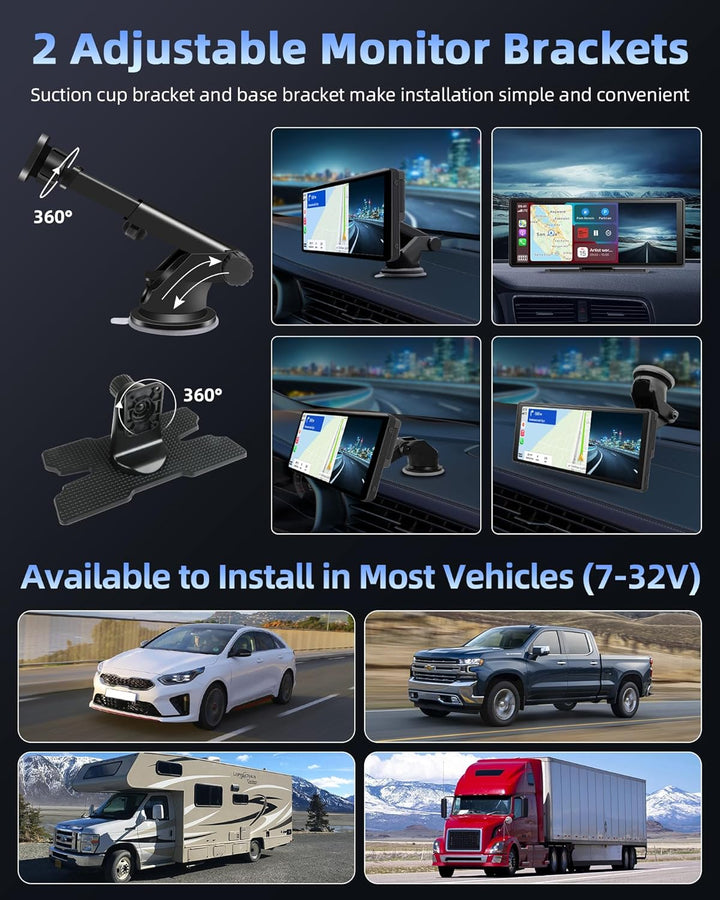 Exklusiv 10,26 Zoll Carplay Display Android Auto Display mit 180° Drehen 2,5K Dashcam, Wireless Auto