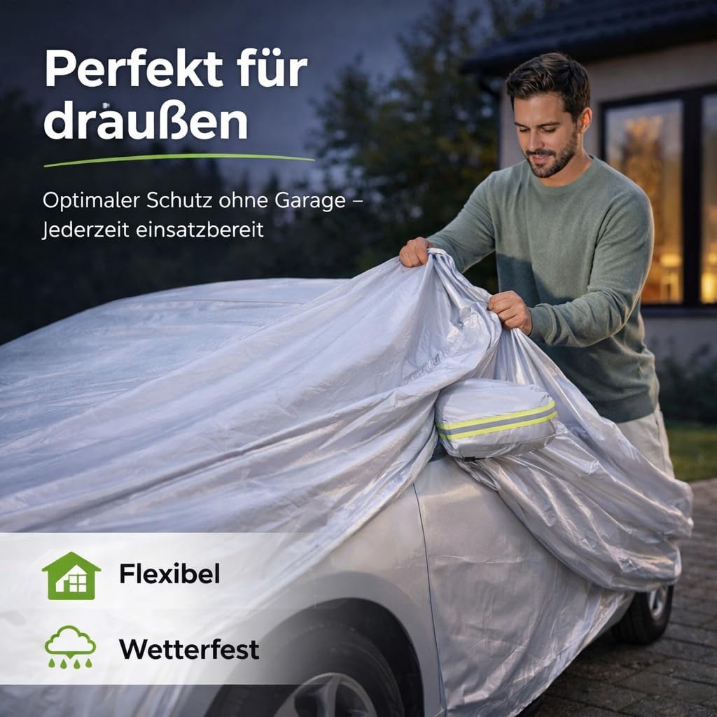 autogadget® 1x Autoschutzhülle Auto Abdeckung Autozubehör - Car Cover - Autoplane Silber Hülle Plane