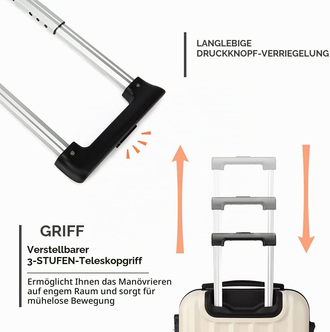 KONO Handgepäck Koffer Trolley ABS+PC Leicht Kabinenkoffer Reisekoffer mit 4 Rollen und Zahlenschlos