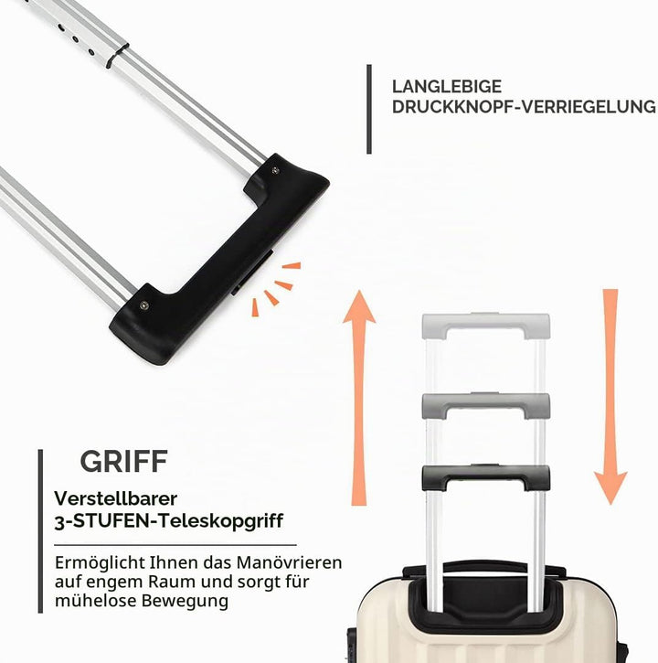 KONO Handgepäck Koffer Trolley ABS+PC Leicht Kabinenkoffer Reisekoffer mit 4 Rollen und Zahlenschlos