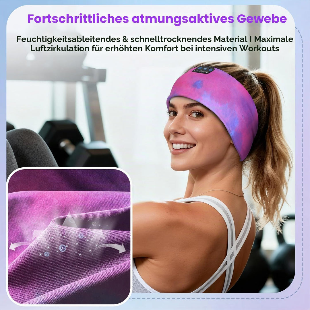 LC-dolida Schlafkopfhörer Bluetooth Sport-Kopfhörer Stirnband, Kabellos Schlafen Kopfhörer 15+ Stund