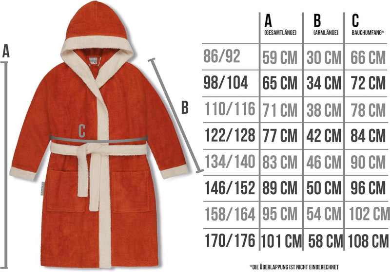 normani Kinder-Bademantel aus 100% Bio-Baumwolle mit Kapuze | Mit oder ohne Tierbestickung 146-152 R