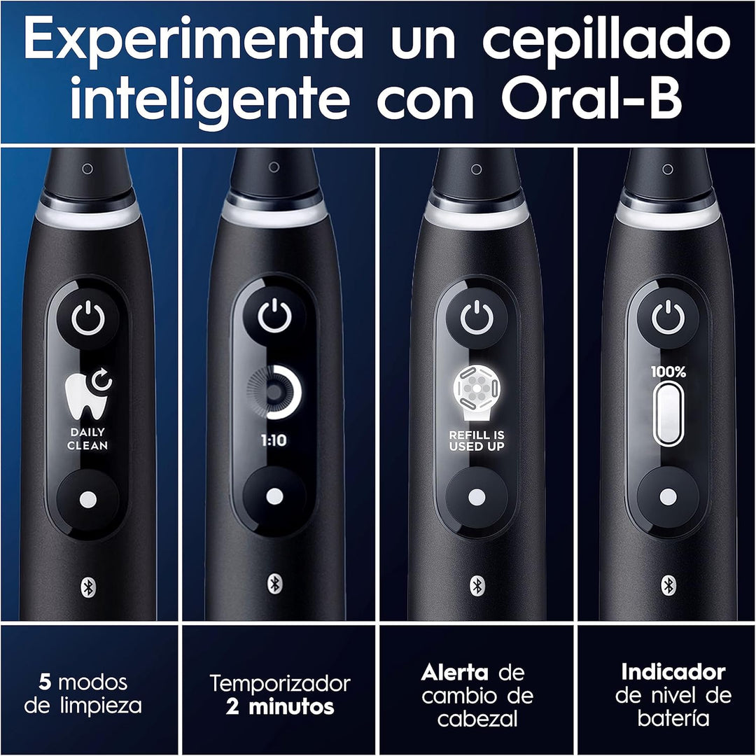 Oral-B iO 7N Elektrische Zahnbürste, Schwarz, Bluetooth, 2 Aufsteckbürsten, 1 Reiseetui
