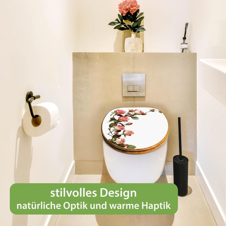 banjado Design WC Sitz Bambus Absenkautomatik 45,8x37,5cm - Toilettendeckel mit Absenkautomatik Holz