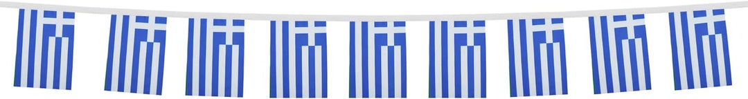 AZ FLAG FAHNENKETTE GRIECHENLAND 12 Meter mit 20 flaggen 45x30cm- GRIECHISCHE Girlande Flaggenkette