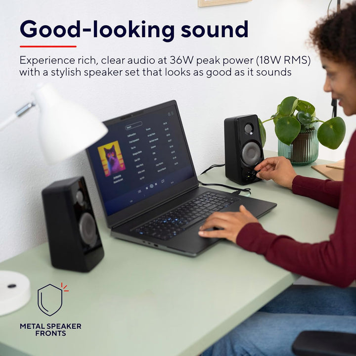 Trust Tytan 2.0 Lautsprecherset, 36 W (18 W RMS), Computer Boxen, Lautstärke- und Bassregler, Kopfhö