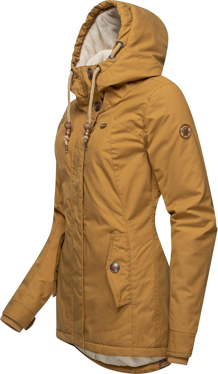 Ragwear Damen warme Winterjacke kurz mit Kapuze Monade XS-6XL XL Camel22, XL Camel22