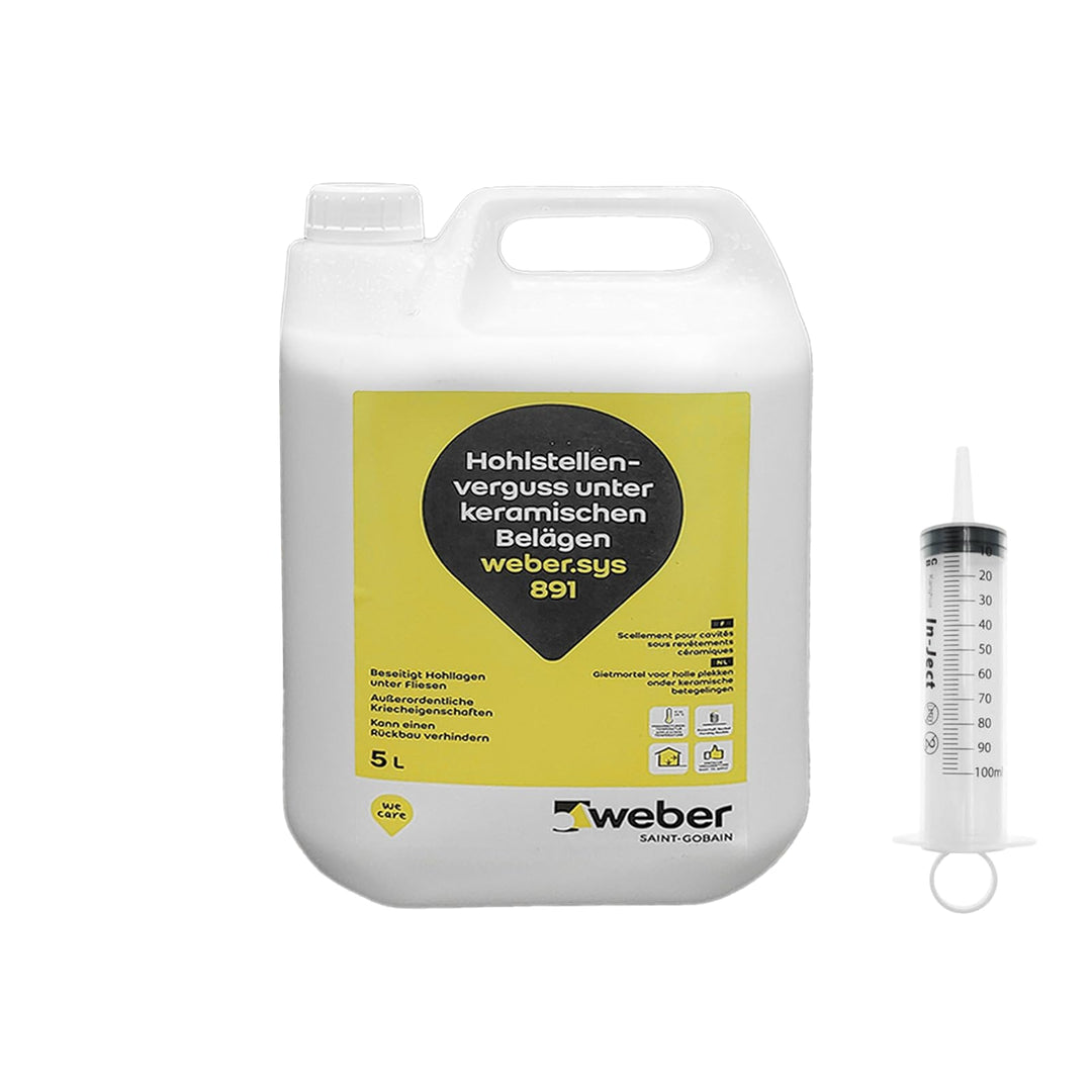 Weber.sys 891 Hohlraumverguss Rissverguss Hohlstellenverguss Schlämme + Zubehör (Weber.sys 891 5L +