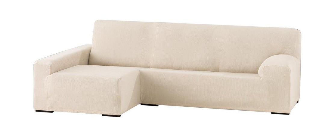 Eysa elastisch sofa überwurf chaise longue links, frontalsicht, Polyester-Baumwolle, 00-ecru, 90 x 2